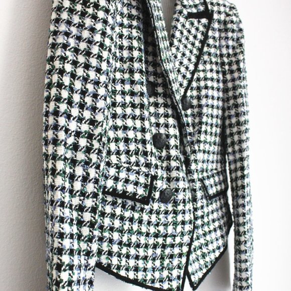 Veronica Beard Diego Metallic Check Cotton Blend Tweed Dickey Jacket - Picture 1 of 11